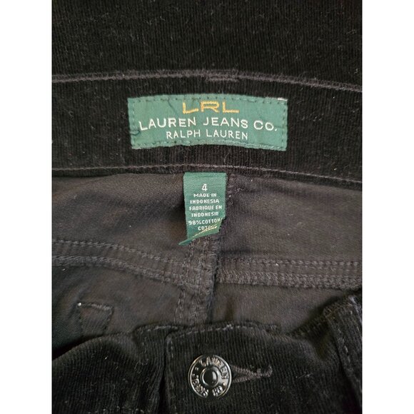 Lauren Ralph Lauren chic Black Corduroy Pants Classic Straight Leg Cotton Blend - Picture 3 of 7